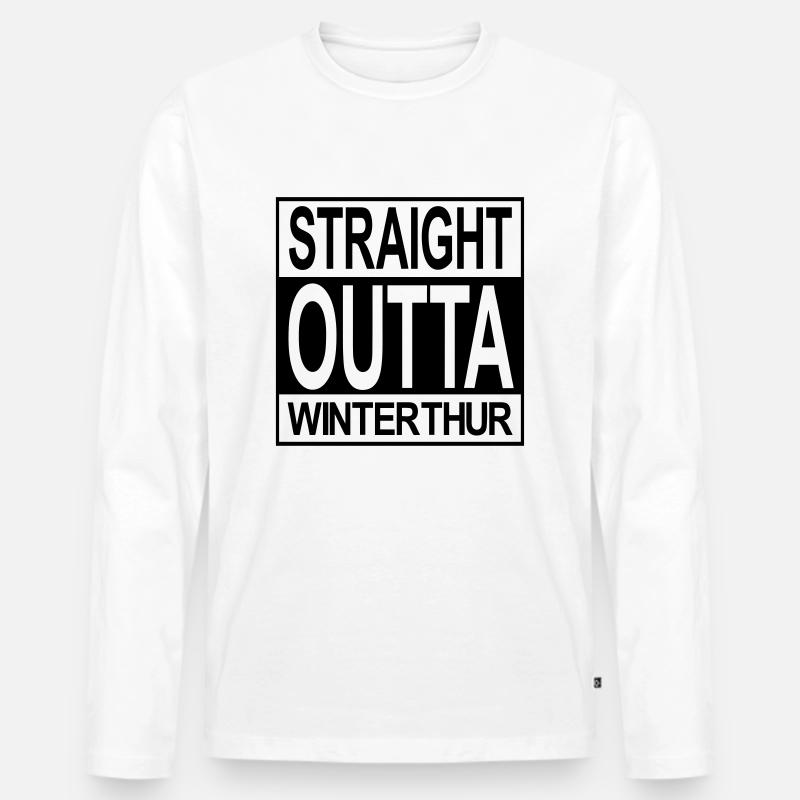 Straight outta Winterthur - Männer Premium Bio Langarmshirt - Weiß