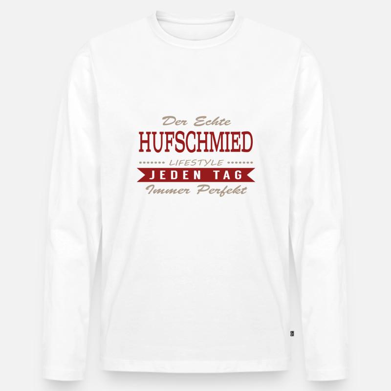 Der echte Hufschmied - Männer Premium Bio Langarmshirt - Weiß