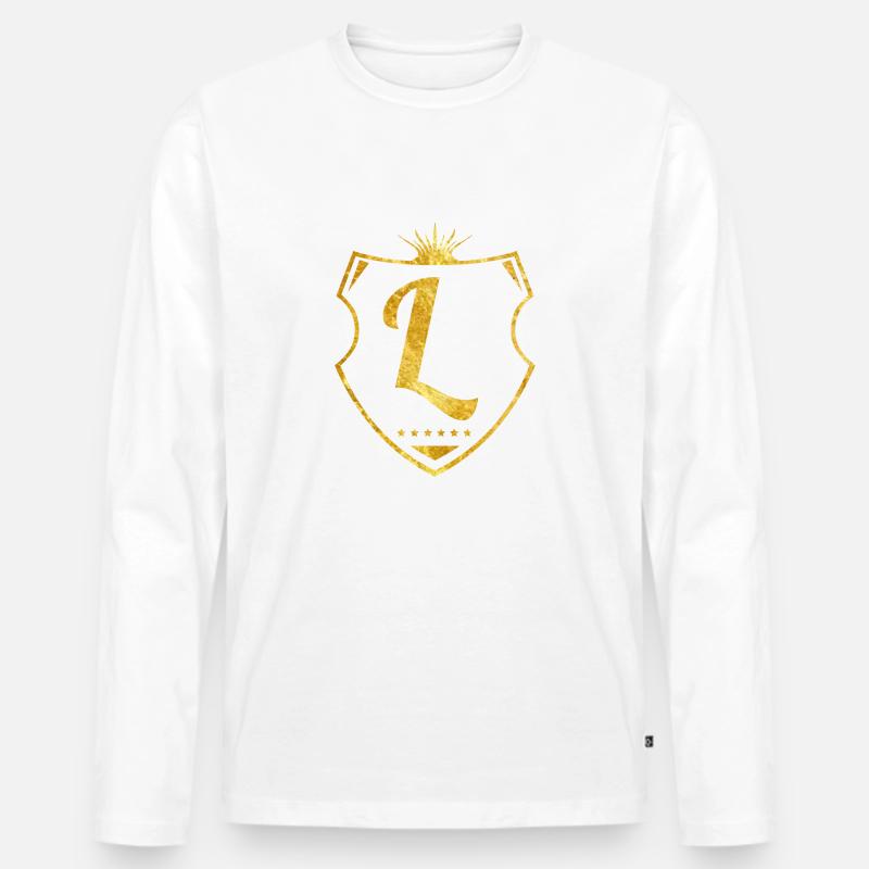 L buchstabe gold - Männer Premium Bio Langarmshirt - Weiß