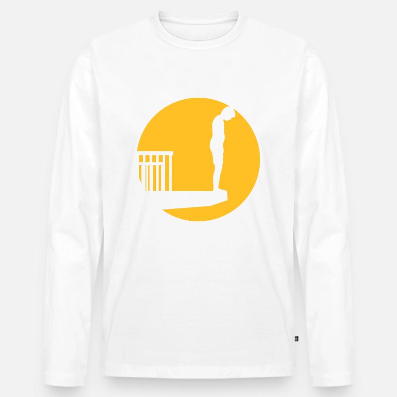 Schwimmbad Sprungturm Junge - Männer Premium Bio Langarmshirt - Weiß