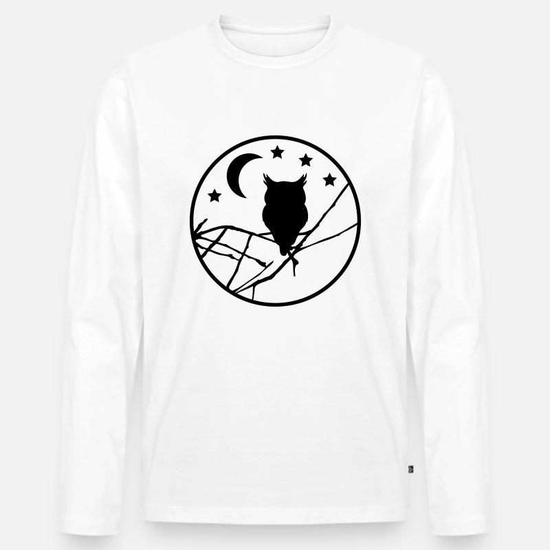 Nachteule / Eule / Mondnacht - Männer Premium Bio Langarmshirt - Weiß