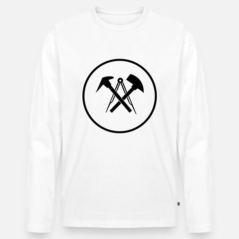 dachdecker_symbol_02 - Männer Premium Bio Langarmshirt - Weiß