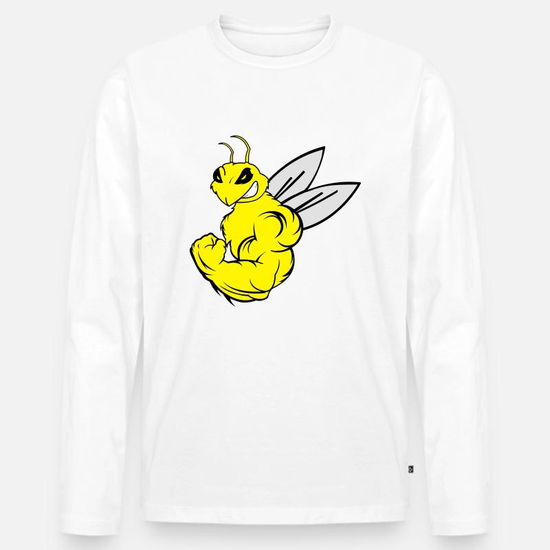 strong_bee_02 - Männer Premium Bio Langarmshirt - Weiß