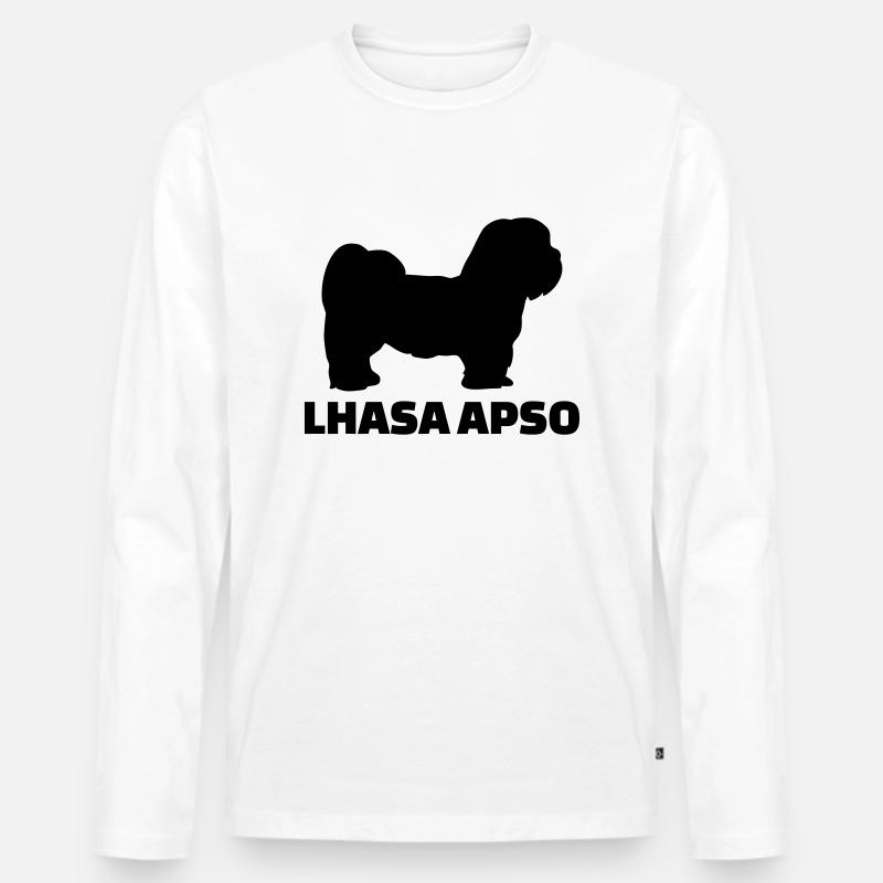 Lhasa Apso - Männer Premium Bio Langarmshirt - Weiß