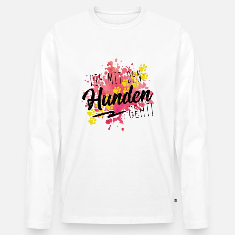 mit den hunden geht design - Männer Premium Bio Langarmshirt - Weiß