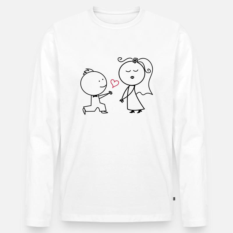 ehepaar_antrag_002 - Männer Premium Bio Langarmshirt - Weiß
