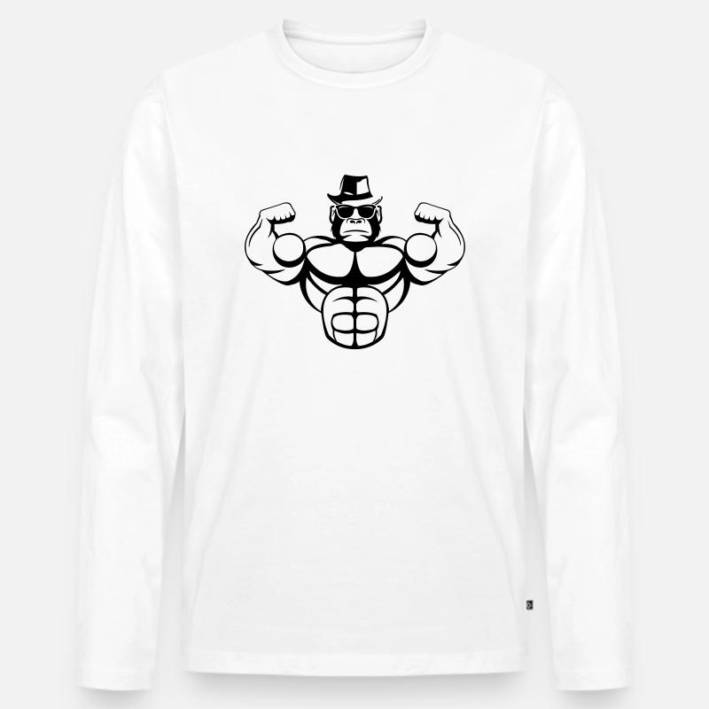 strong_gorilla_001 - Männer Premium Bio Langarmshirt - Weiß
