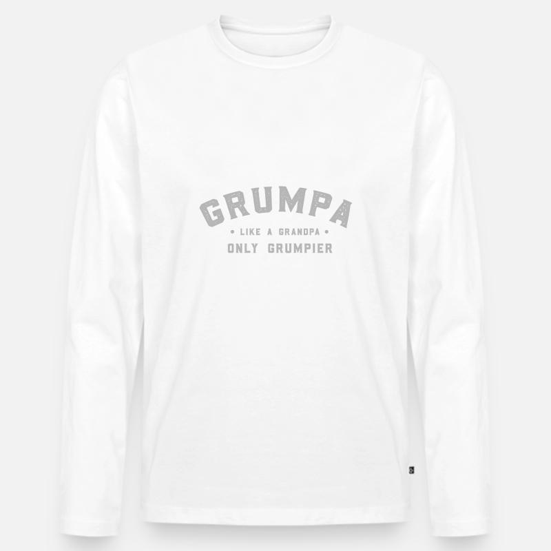 Grumpa - Männer Premium Bio Langarmshirt - Weiß