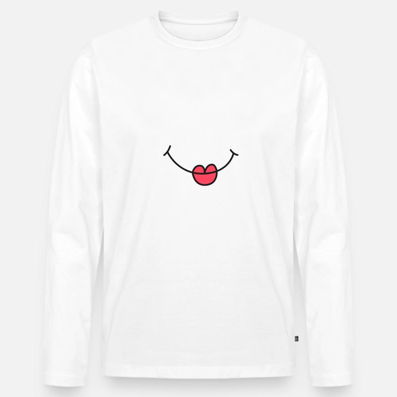 Lachgesicht - Männer Premium Bio Langarmshirt - Weiß