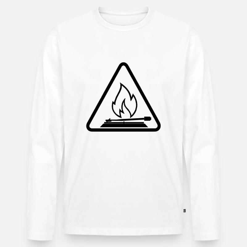 Burning Turntable - Männer Premium Bio Langarmshirt - Weiß