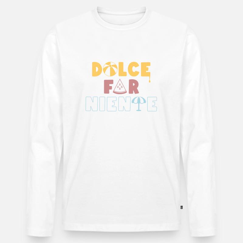 Dolce Far Niente - Männer Premium Bio Langarmshirt - Weiß