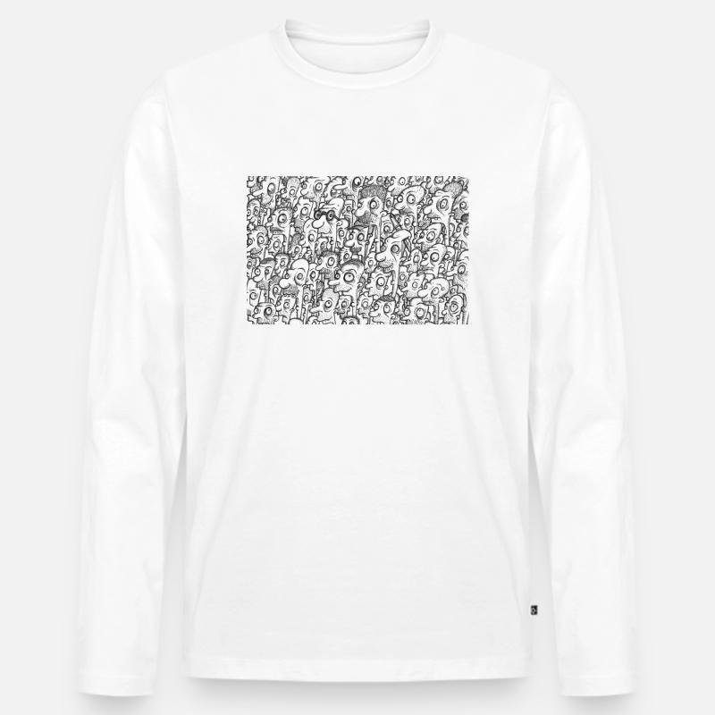 Crazy Heads in back - Männer Premium Bio Langarmshirt - Weiß