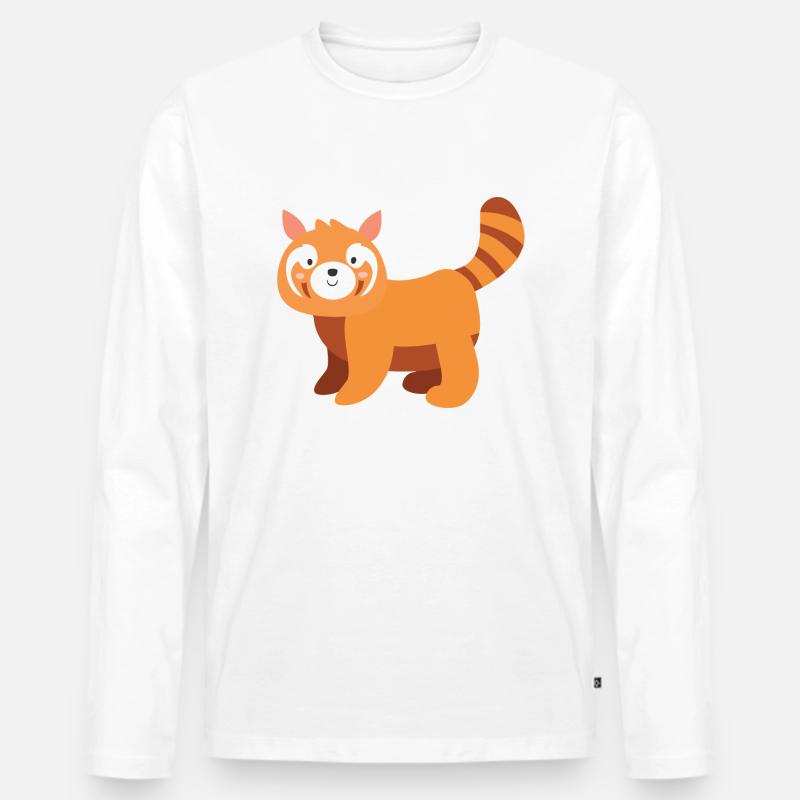 Kleiner Panda - Männer Premium Bio Langarmshirt - Weiß