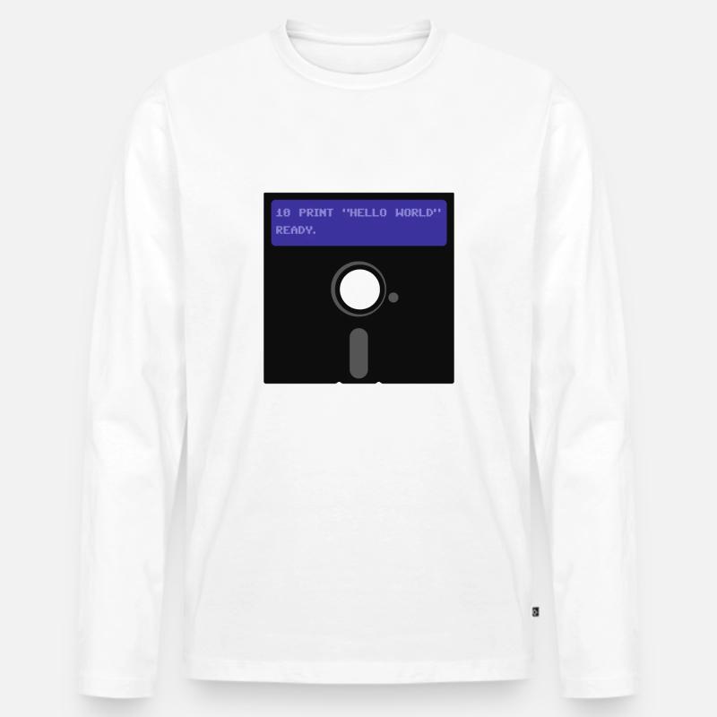 Floppy Disk - Männer Premium Bio Langarmshirt - Weiß