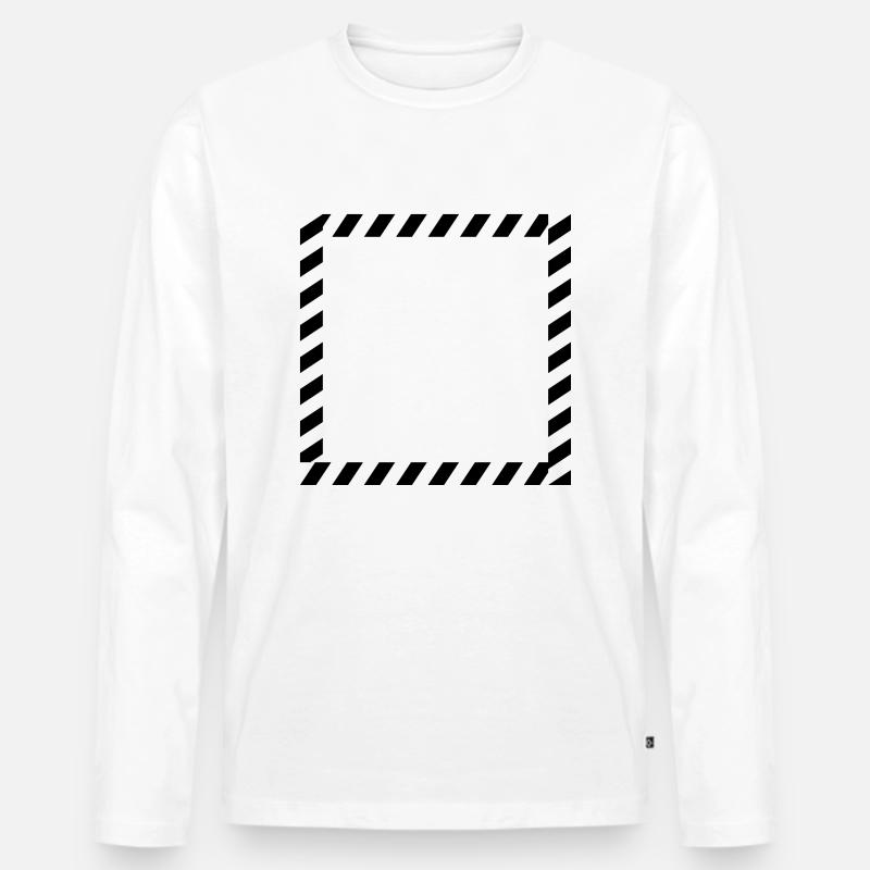 Schild Rahmen Absperrband - Männer Premium Bio Langarmshirt - Weiß