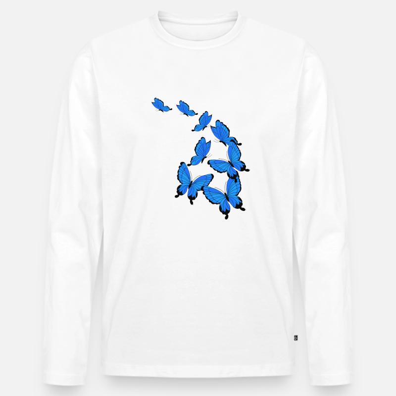 Schmetterlinge - Männer Premium Bio Langarmshirt - Weiß