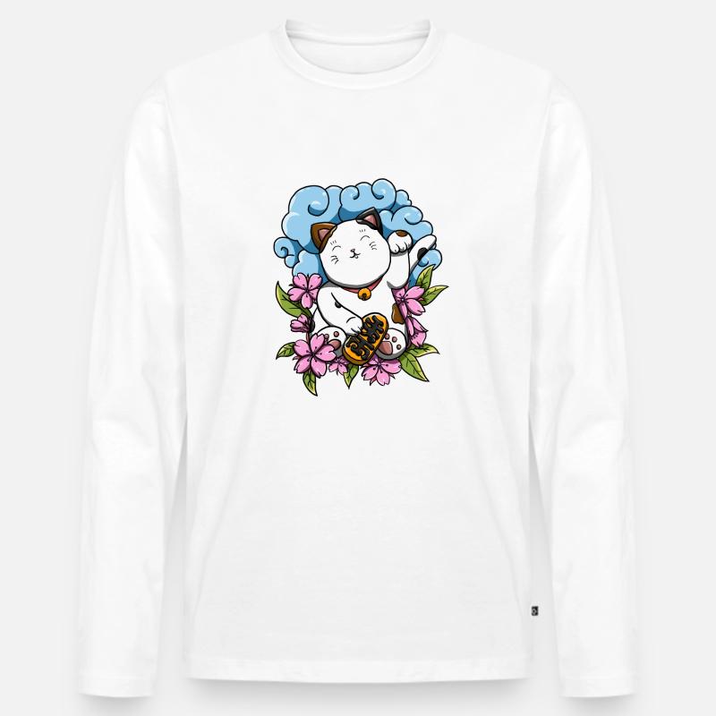 Maneki Neko! - Männer Premium Bio Langarmshirt - Weiß