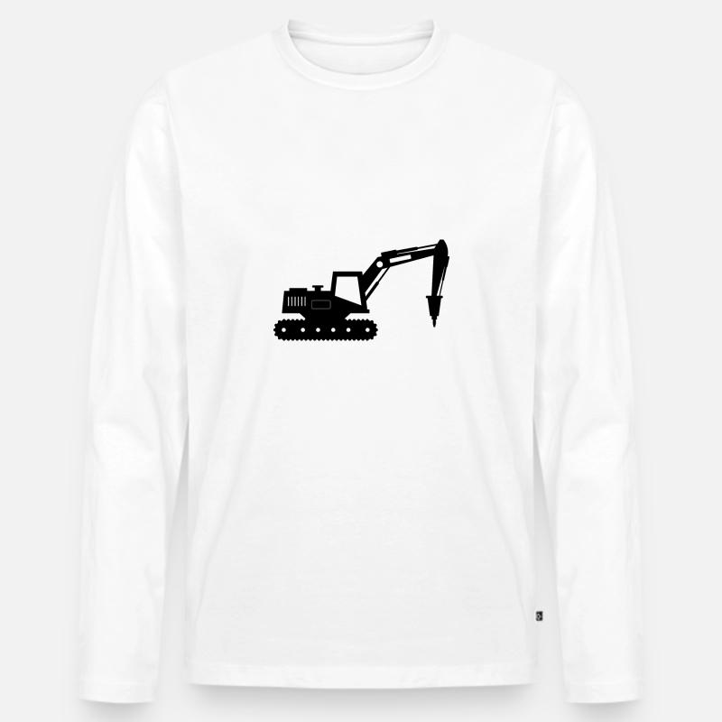 Raupenbagger - Männer Premium Bio Langarmshirt - Weiß