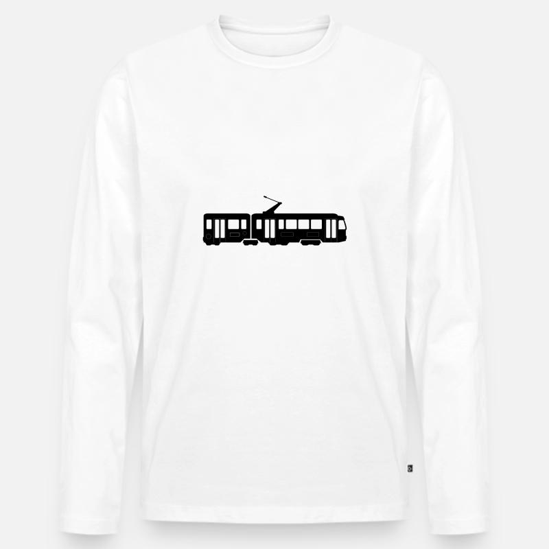 Straßenbahn - Männer Premium Bio Langarmshirt - Weiß