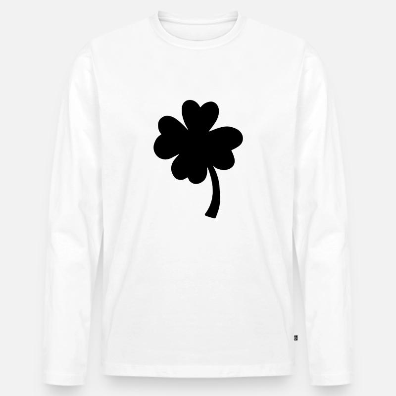 Vierblättriges Kleeblatt - Glück - Saint Patrick - Männer Premium Bio Langarmshirt - Weiß