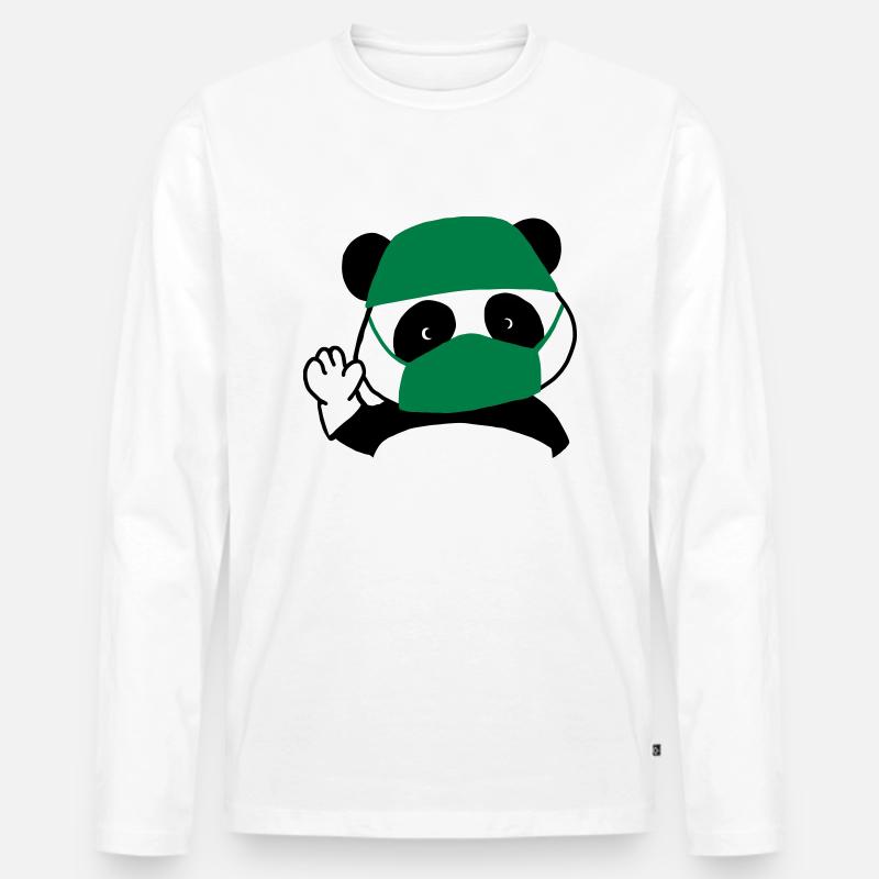 Operationssaal des Panda-Chirurgen - Männer Premium Bio Langarmshirt - Weiß