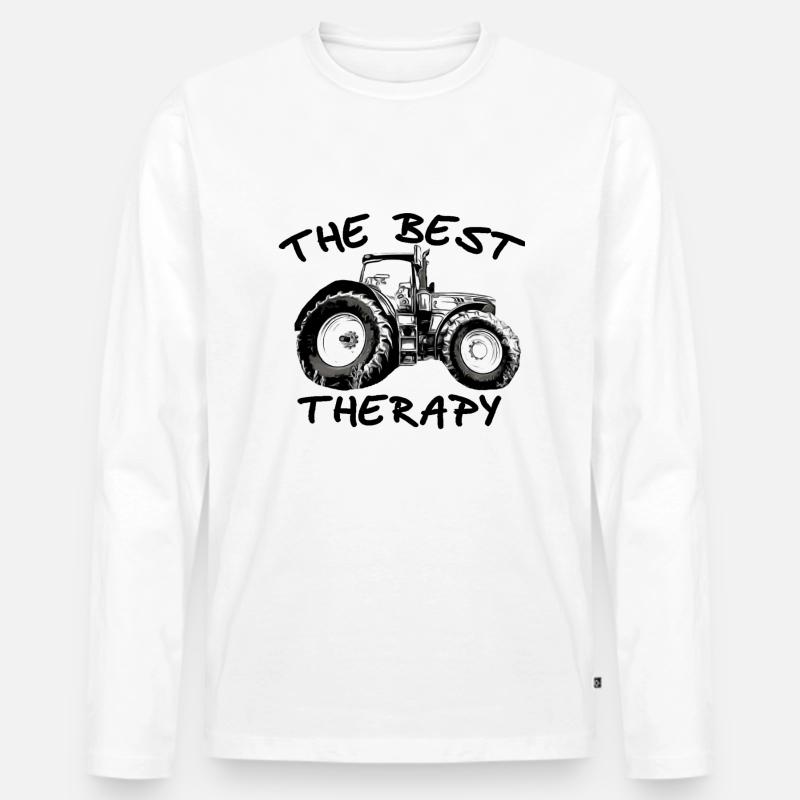 Traktor - Männer Premium Bio Langarmshirt - Weiß