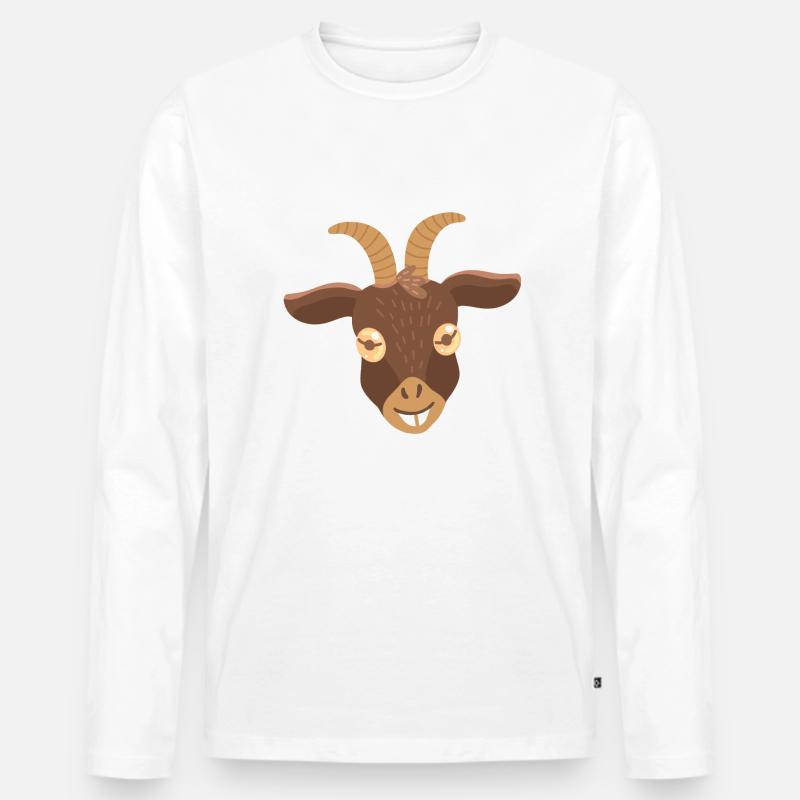 Ziegengesicht (Hand gezeichnet) - Männer Premium Bio Langarmshirt - Weiß