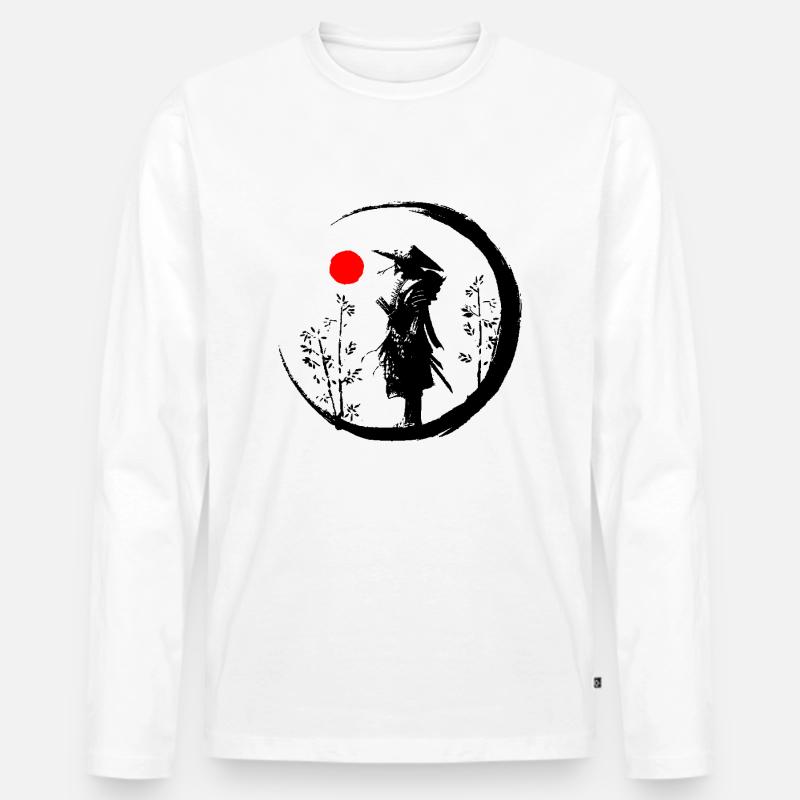 Samurai - Männer Premium Bio Langarmshirt - Weiß