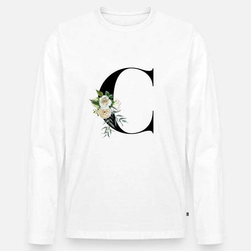 Buchstabe C blühende - Männer Premium Bio Langarmshirt - Weiß