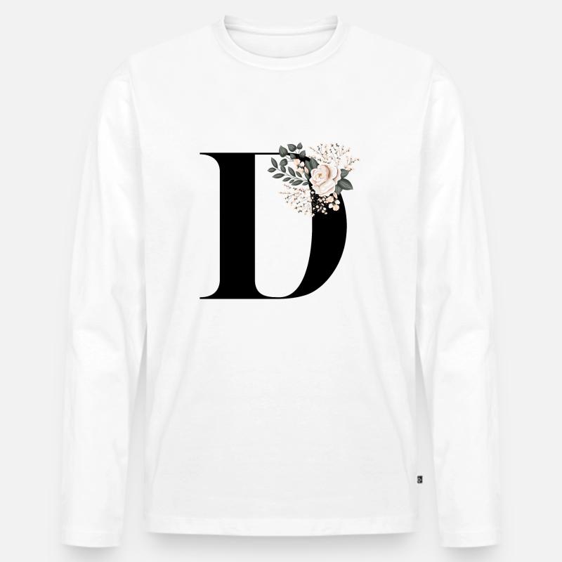 Buchstabe D blühende - Männer Premium Bio Langarmshirt - Weiß