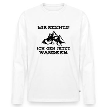 Mir reichts, ich geh jetzt wandern - schwarz - Männer Premium Bio Langarmshirt - Weiß - Vorne - Nico (187cm)