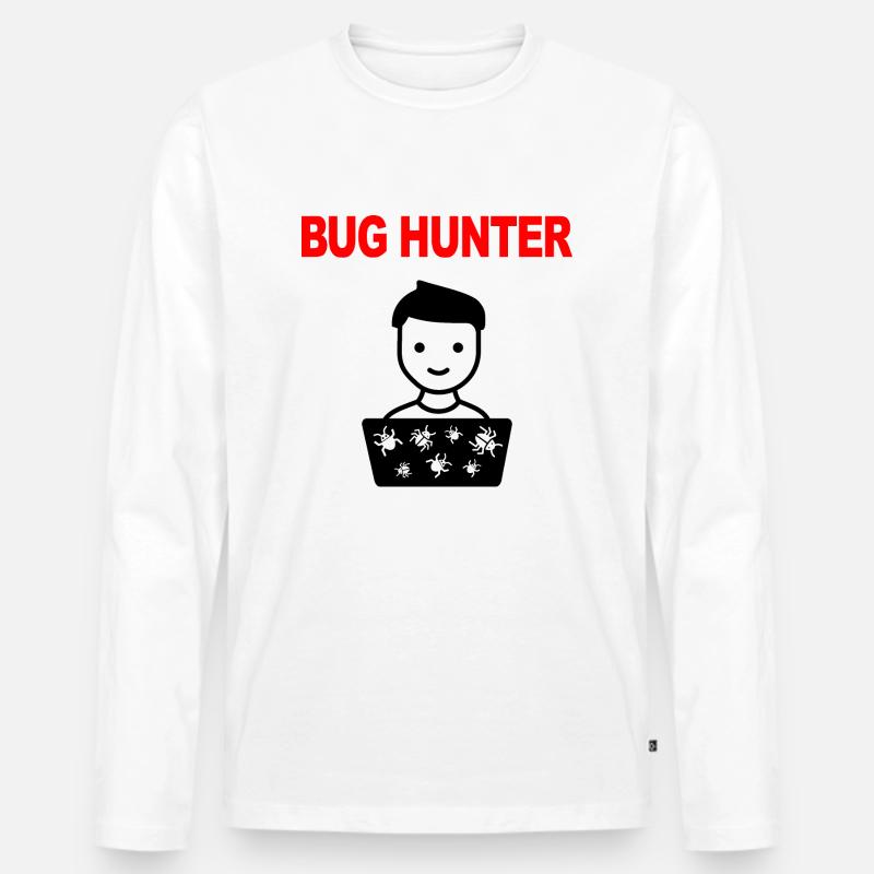 Bug Hunter, Test software, Programmatore, IT, Bug - Maglia a manica lunga ecologica premium da uomo - bianco