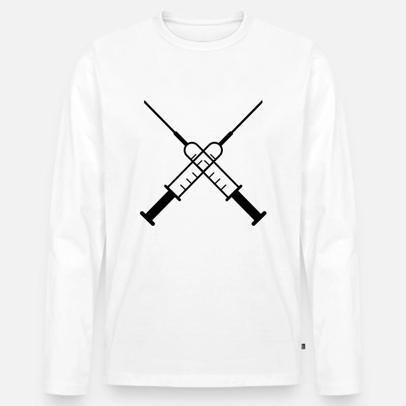 Spritzen als Vektor - Männer Premium Bio Langarmshirt - Weiß