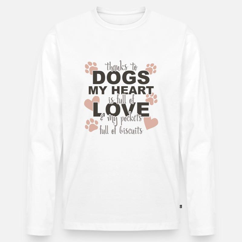 Dank an Hunde - Männer Premium Bio Langarmshirt - Weiß