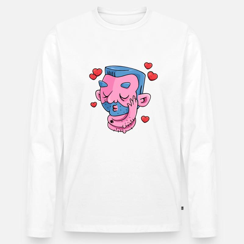 Bärtiger Macho - Männer Premium Bio Langarmshirt - Weiß