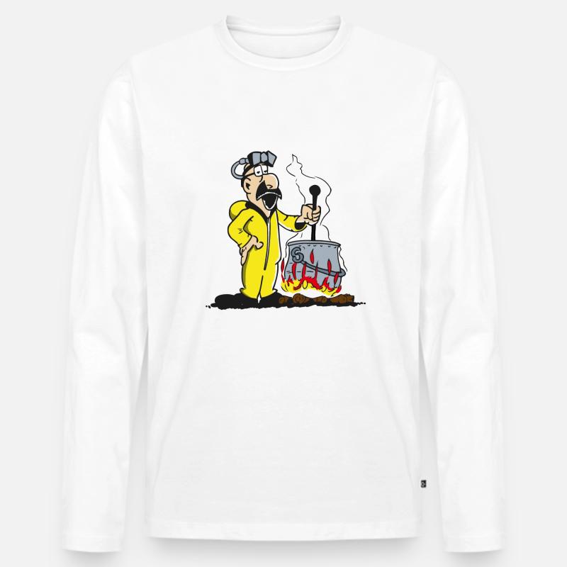 Lass uns kochen! Let’s cook! - Männer Premium Bio Langarmshirt - Weiß