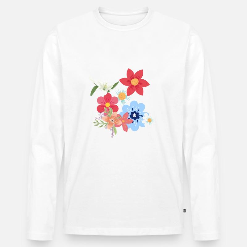 Blumenstrauß - Männer Premium Bio Langarmshirt - Weiß