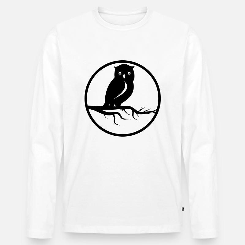 Eule - Männer Premium Bio Langarmshirt - Weiß