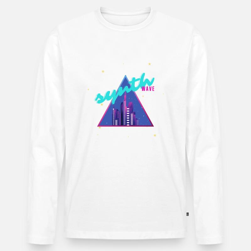 Synthwave - Männer Premium Bio Langarmshirt - Weiß