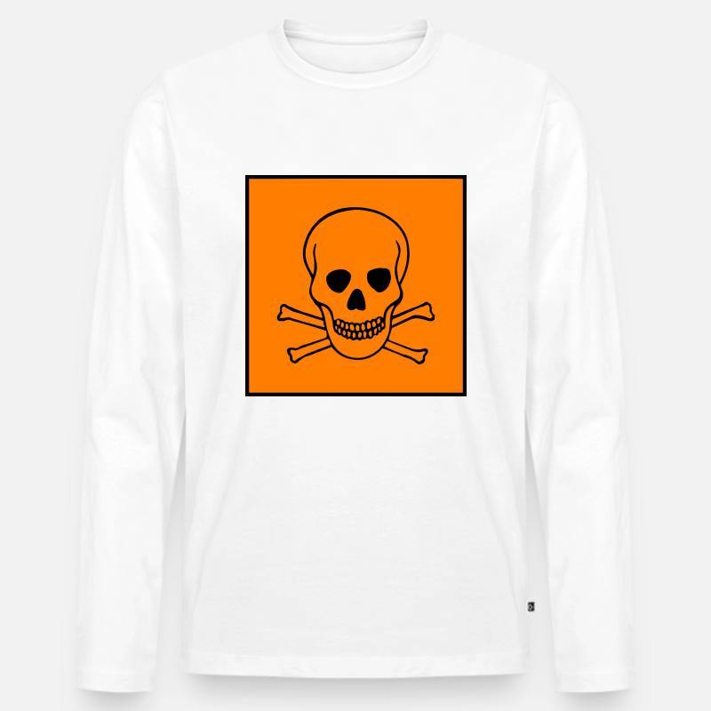 Giftige Warnung. Giftige Warnung - Männer Premium Bio Langarmshirt - Weiß