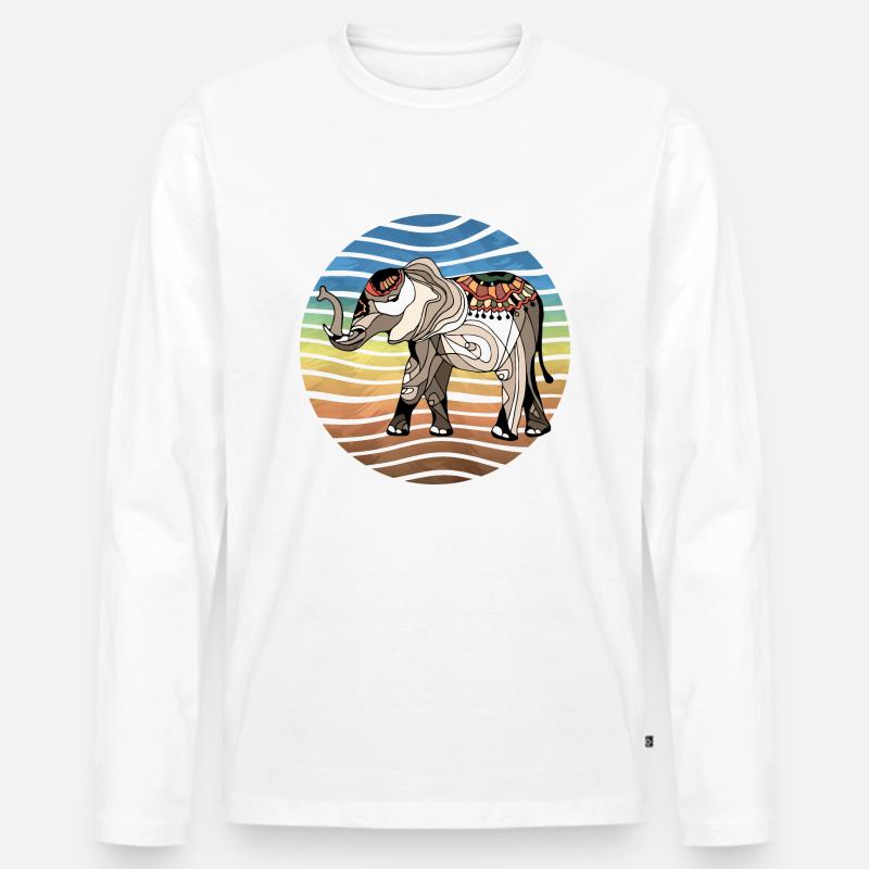 Elefant - Männer Premium Bio Langarmshirt - Weiß