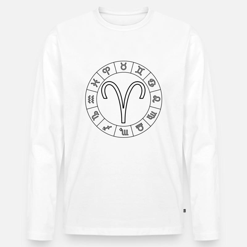 Sternzeichen Widder Aries - Männer Premium Bio Langarmshirt - Weiß