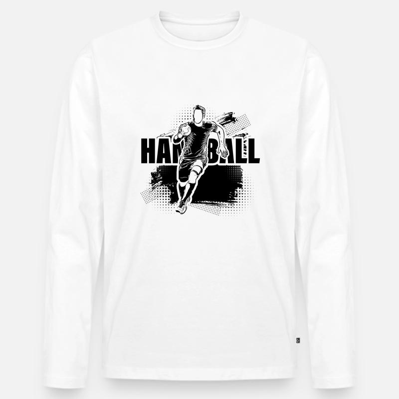 Handball-Dribbler - Männer Premium Bio Langarmshirt - Weiß