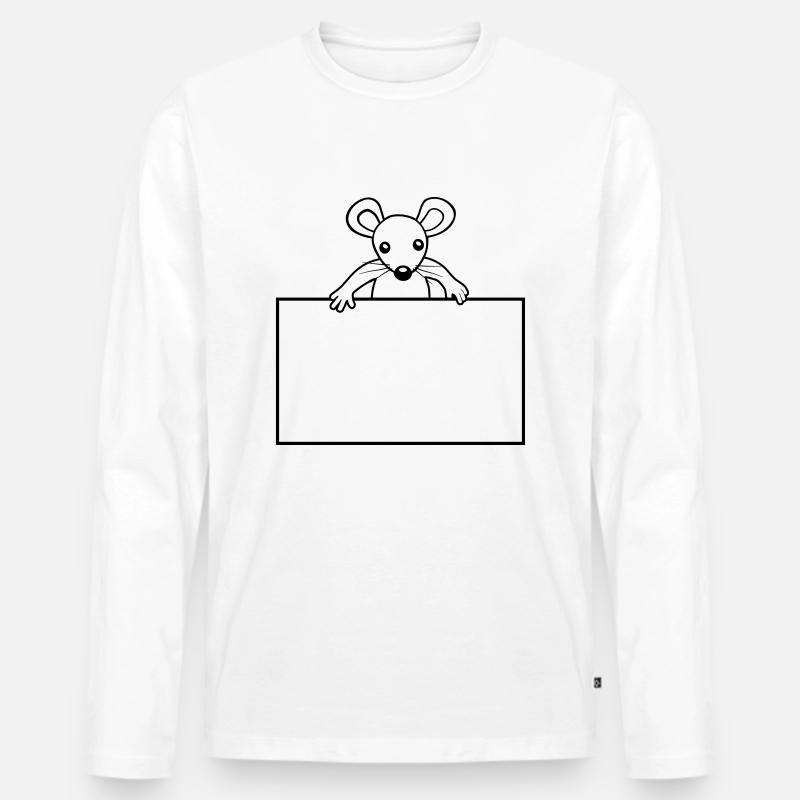 Schild mit Maus - Männer Premium Bio Langarmshirt - Weiß
