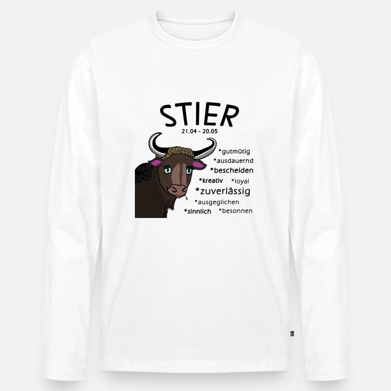 Sternzeichen Stier - Männer Premium Bio Langarmshirt - Weiß