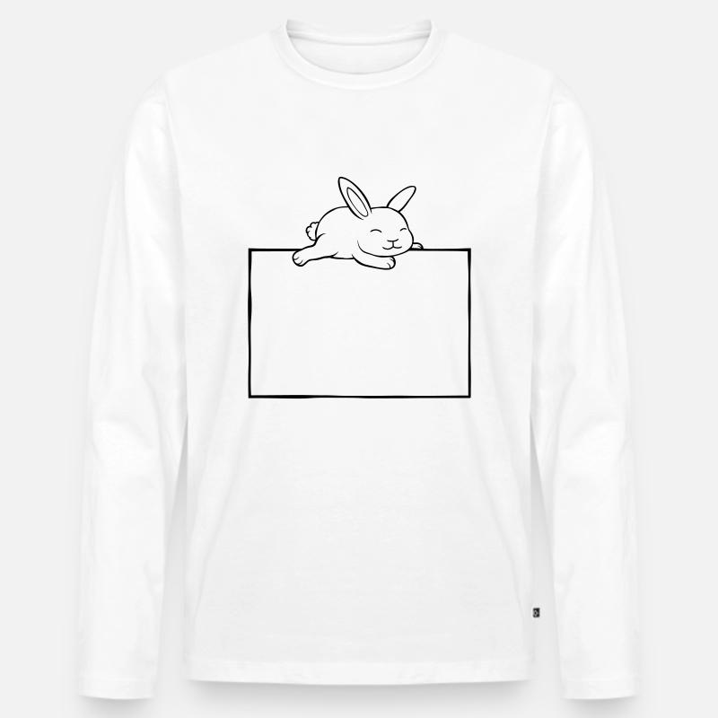 Hase schläft Schild - Männer Premium Bio Langarmshirt - Weiß