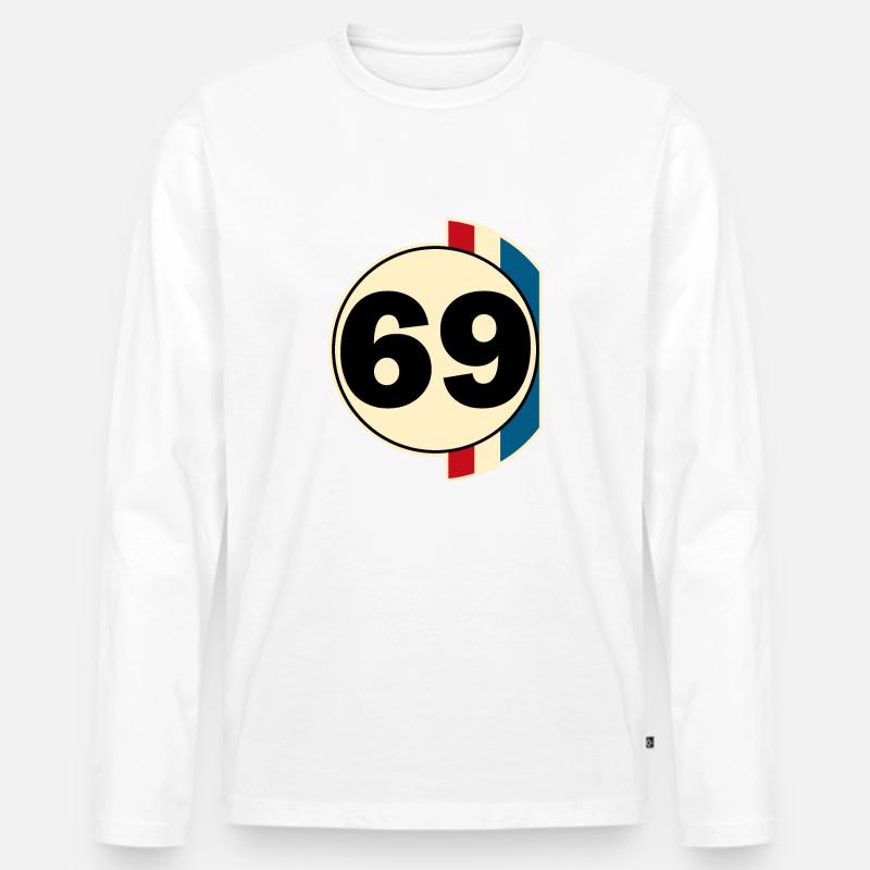 69 - Männer Premium Bio Langarmshirt - Weiß