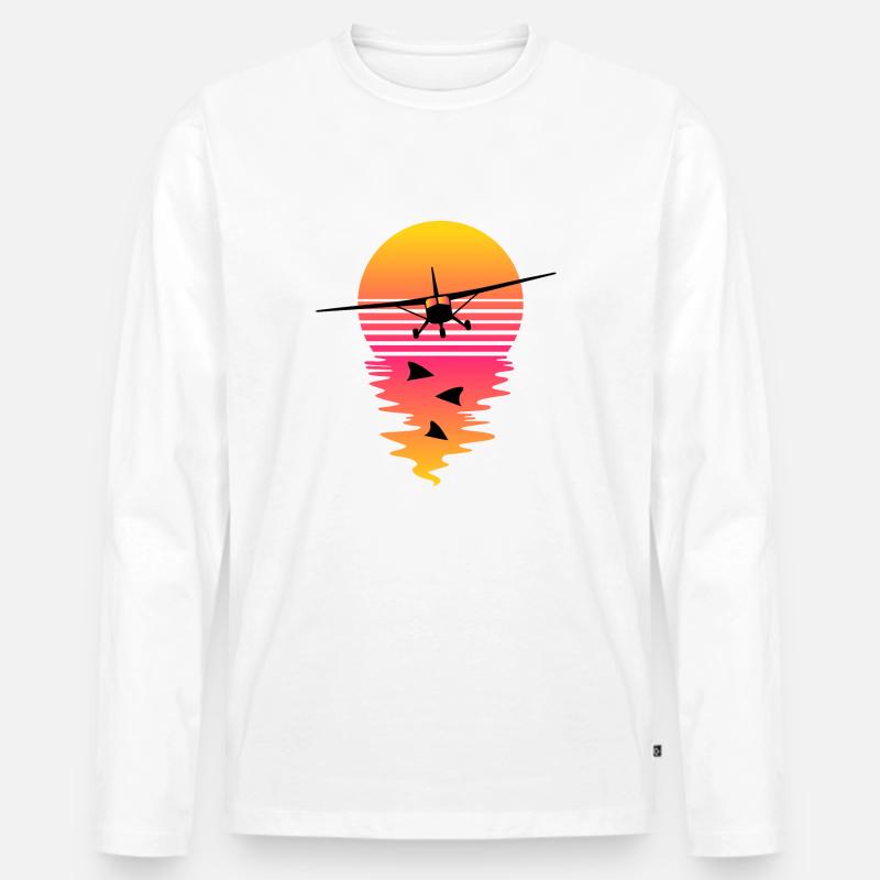 Synthwave Flight - Männer Premium Bio Langarmshirt - Weiß