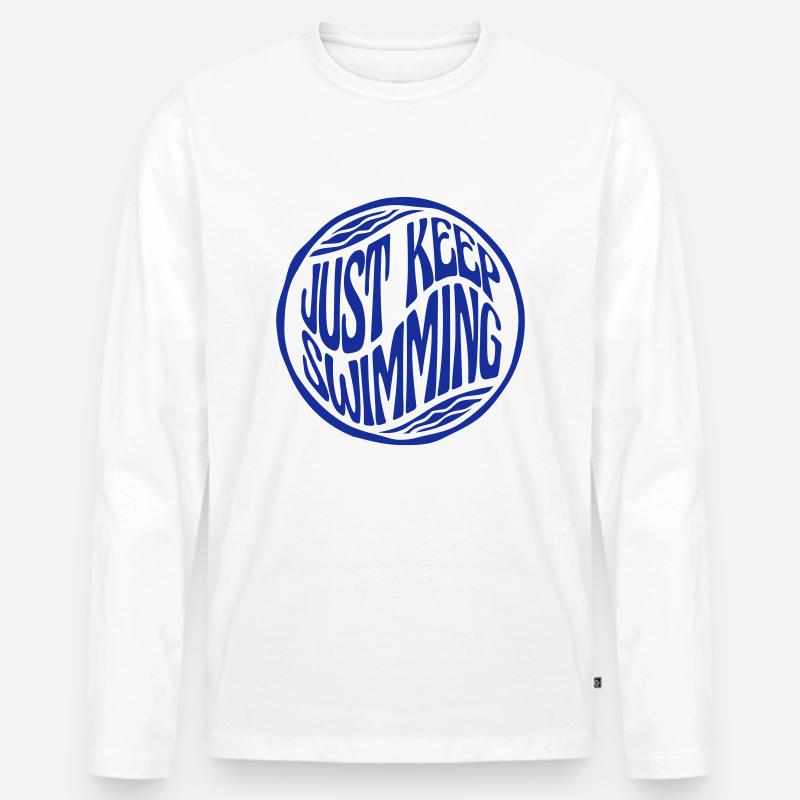 Just Keep Swimming - Männer Premium Bio Langarmshirt - Weiß