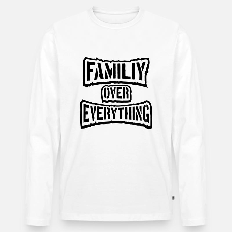 Familiy Over Everything - Männer Premium Bio Langarmshirt - Weiß
